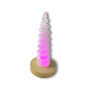 Espiral de selenita con base de luz