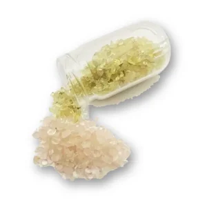 Botella de cristal con Citrino y Cuarzo Rosa