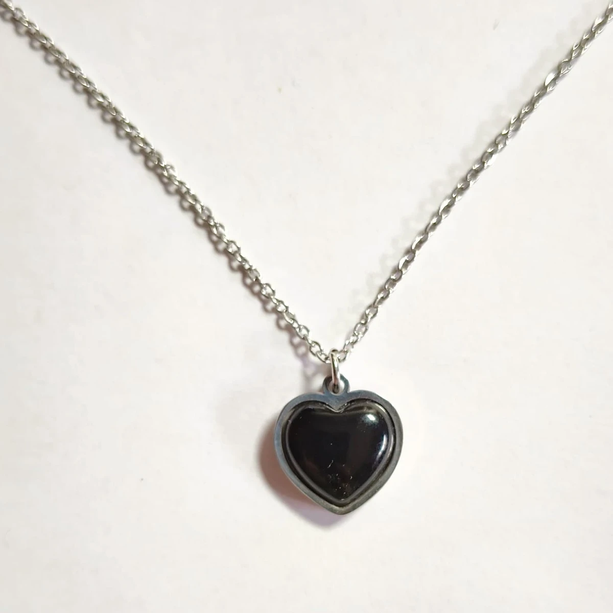 Colgante Corazón de Ónix con Cadena de Acero