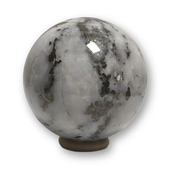 Esfera de Cuarzo Blanco con Pirita Esfera de Cuarzo Blanco con Pirita