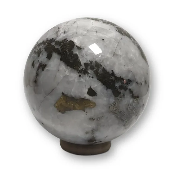 Esfera de Cuarzo Blanco con Pirita Esfera de Cuarzo Blanco con Pirita