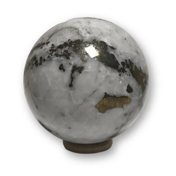 Esfera de Cuarzo Blanco con Pirita Esfera de Cuarzo Blanco con Pirita